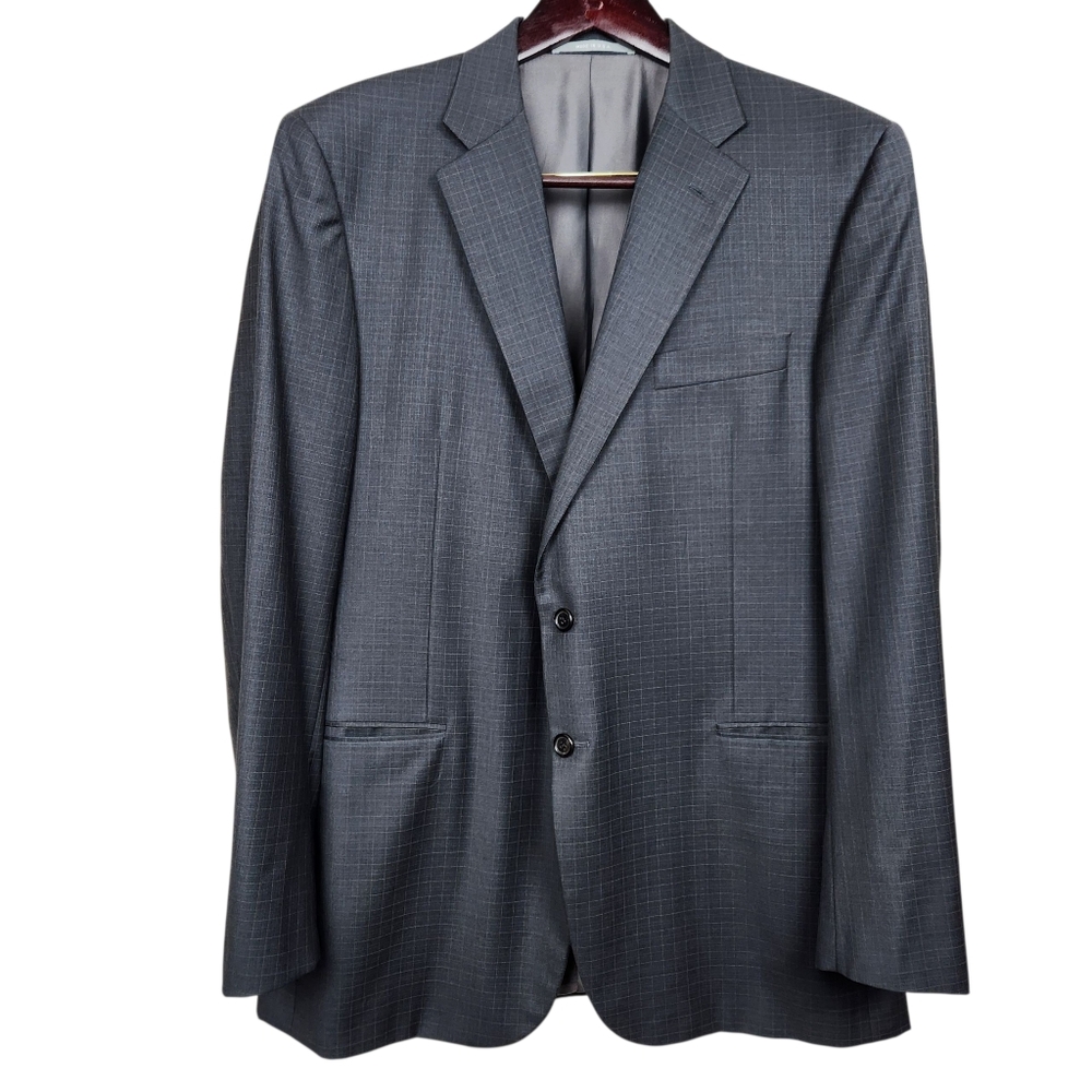 Hickey Freeman Legacy Loro Piana 150 Worsted Wool Window Plaid Suit Men Size 44L